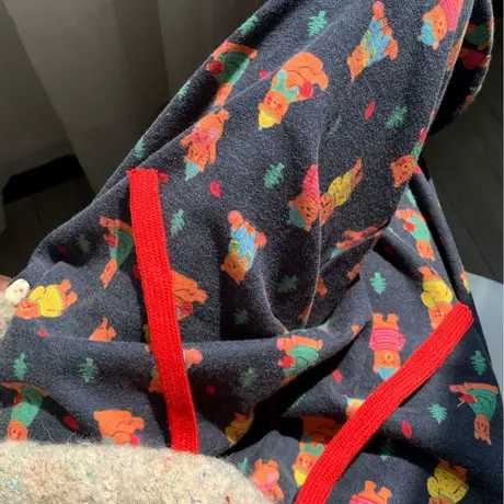 秋冬上新黑底小熊全棉磨毛拉绒睡裤柔软亲肤休闲家居裤商品大图