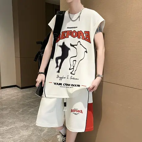 青少年夏季冰丝背心运动套装男孩训练服初高中学生大童篮球服一套商品大图
