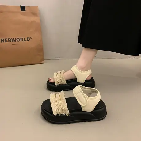 厚底凉鞋女2025年夏季新款网红爆款时尚百搭外穿鞋子海边沙滩女鞋图片