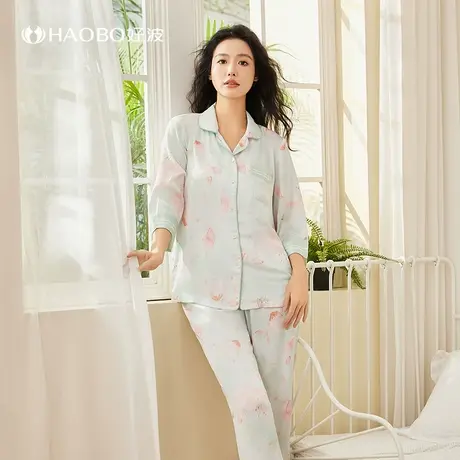 好波春夏新品睡衣女长袖长裤女家居服性感睡裙可外穿睡衣HJF2454商品大图