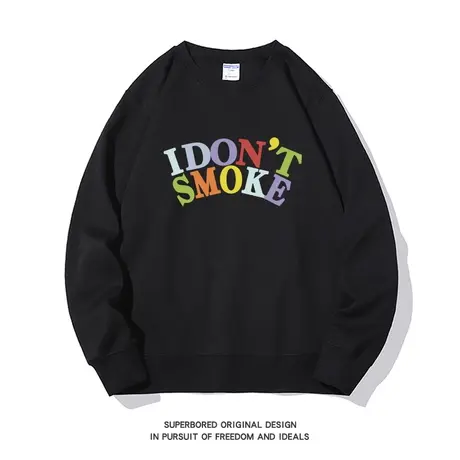 美式休闲潮流字母印花圆领卫衣男秋季青少年宽松休闲圆领套头上衣商品大图