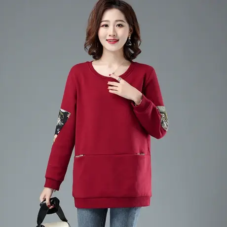 圆领中长款卫衣加厚加绒女秋冬季遮屁股2023新款大码胖mm显瘦上衣商品大图