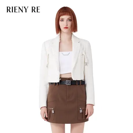 RIENYRE西装外套女2023秋季新款高级感气质百搭翻领流苏短款上衣商品大图