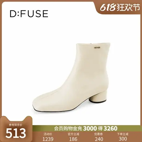 Dfuse2024冬季新款小方头靴粗跟通勤短靴图片