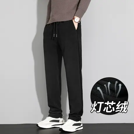中老年灯芯绒男裤秋冬款卫裤大码弹力爸爸裤子秋款休闲男士条绒裤商品大图