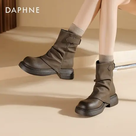 达芙妮堆堆短靴女2025新款秋季厚底新疆西部旅游穿搭草原马丁靴商品大图