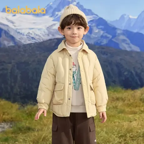 巴拉巴拉男童羽绒服2025春装新款衬衫式工装外套拼接商品大图