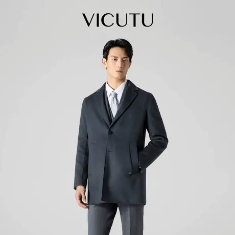 VICUTU/威可多羊毛大衣男士春秋款商务短款毛呢外套男图片