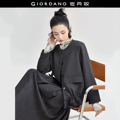 佐丹奴外套女装抽绳下摆圆领梭织风衣外套 18374802商品大图