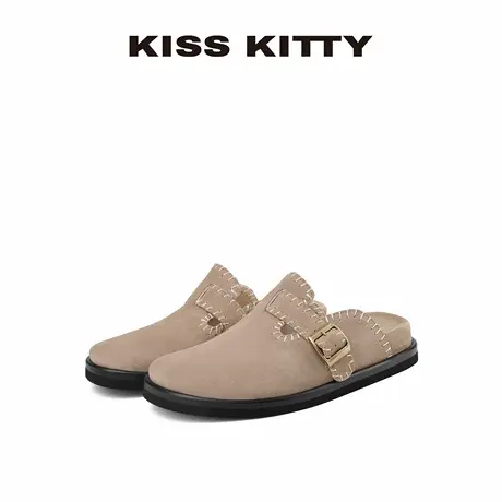 【呼呼专享】KISSKITTY软木拖鞋女25年秋季新款包头鞋休闲情侣半商品大图