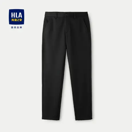 HLA/海澜之家加绒加厚休闲裤23秋冬新款中腰直筒纯色弹力休闲裤男商品大图