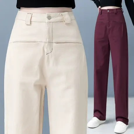 牛仔哈伦裤女高腰2023年秋冬季新款宽松休闲直筒裤百搭显瘦阔腿裤商品大图