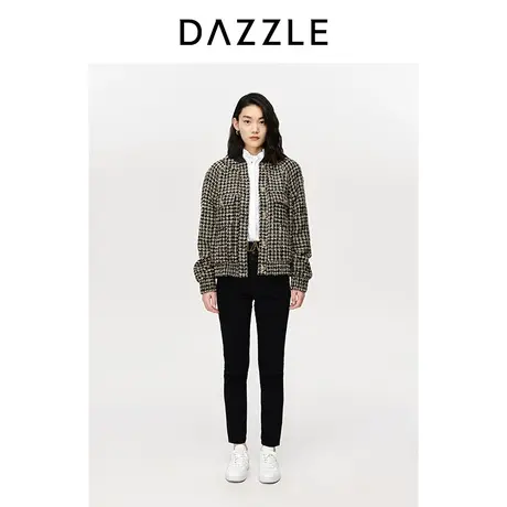 【七七酱专享】DAZZLE地素奥莱 春季复古粗花呢棒球服夹克外套女图片