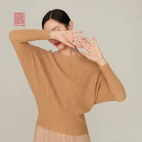 EP雅莹高端系列 蝙蝠袖羊毛羊绒圆领针织衫 商场同款9523A图片