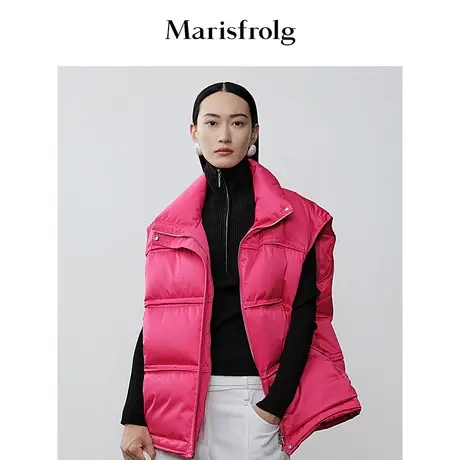 【美利奴羊毛】玛丝菲尔冬季新款黑色翻领羊毛修身针织衫图片