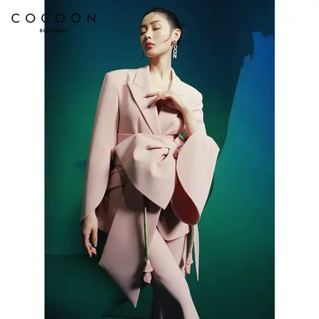 COCOON商场同款时尚外套女2023新款春装气质收腰都市西装外套商品大图