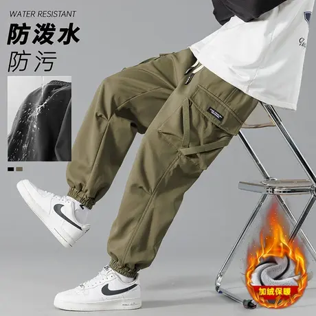 秋冬季长裤子男孩13岁初高中学生14加绒加厚15大童运动休闲工装裤商品大图