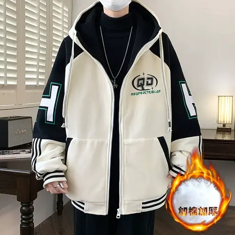 奥粒绒夹棉外套男冬季棉服2023新款棉衣男加厚连帽宽松保暖棉袄子图片