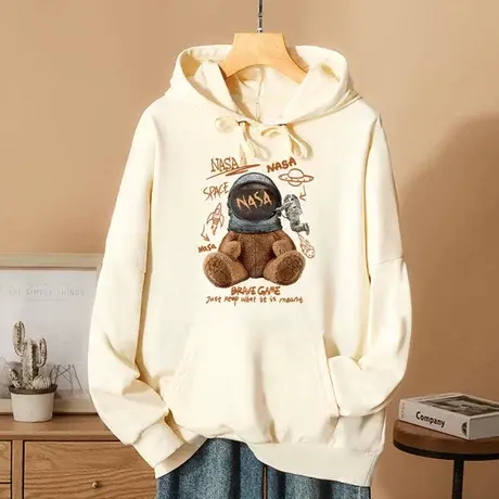 连帽卫衣女款春季2023新款美式学院风上衣春秋宽松薄款外套ins潮图片