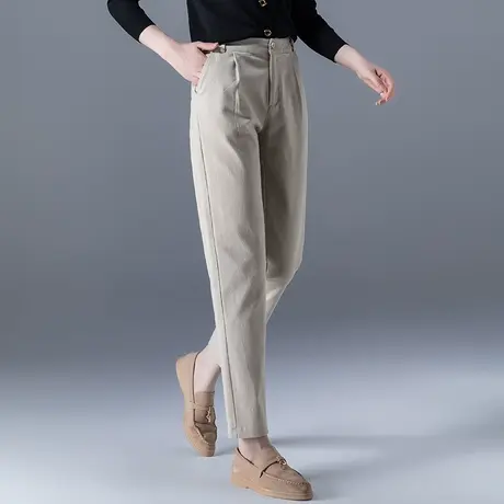 卡其哈伦裤女春秋萝卜裤宽松裤子2024新款显瘦高腰九分休闲裤女裤商品大图