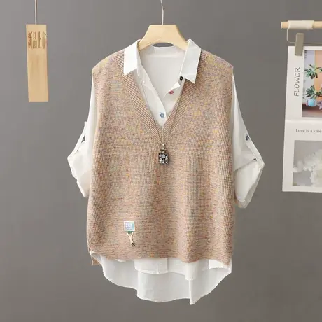 秋冬外穿马甲针织背心女早秋小个子短款套头叠穿无袖毛衣马夹坎肩图片