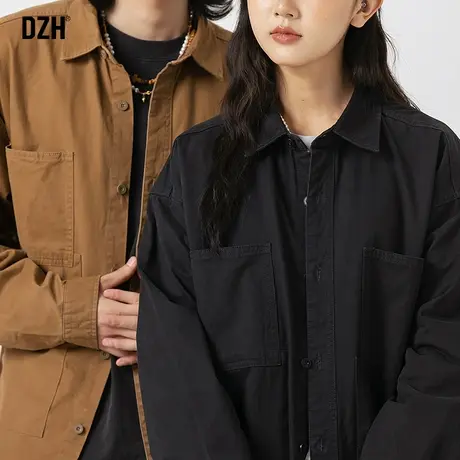 情侣日系长袖衬衫男高级感外套男款秋季2023年新款工装衬衣情侣装商品大图