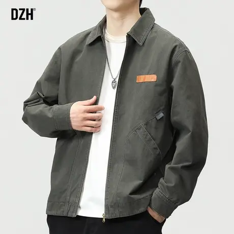 男士纯棉外套男秋季潮高级感痞帅休闲夹克上衣男款2024新款教练服商品大图