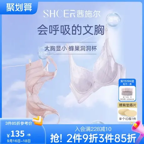 茜施尔内衣女薄款大胸显小软钢圈承托性感蕾丝聚拢透气洞洞杯文胸图片