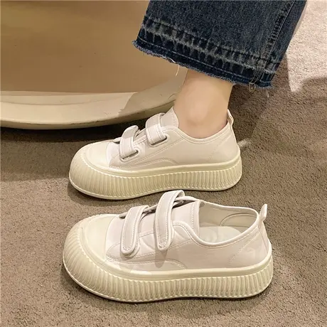 魔术贴小白鞋厚底面包鞋2024春季新款小众原创chic百搭板鞋女鞋子商品大图