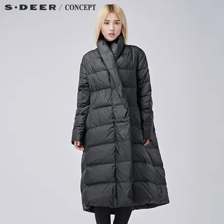 sdeer圣迪奥宽松羽绒服女装廓形长款羽绒服S16482476图片