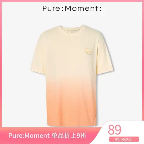 Pure ✉Moment/✊t恤夏季年夏季新款个性字母圆领直筒宽松上衣女图片