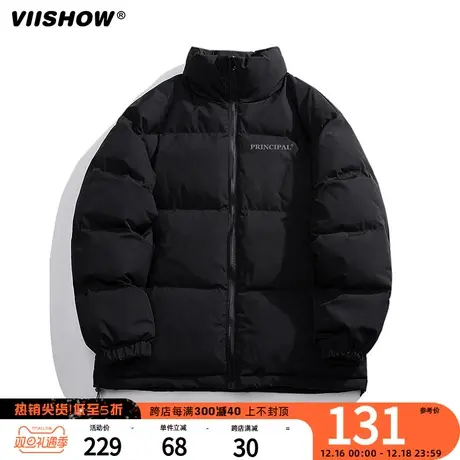 VIISHOW复古高级感棉服男款冬季加厚面包服外套潮牌印花保暖棉衣商品大图