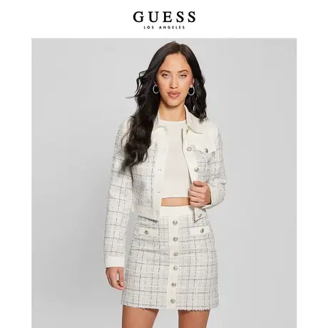 GUESS女士短款气质梭织毛边小香风外套-W4GL21WFWW2图片