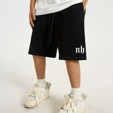 Nuthink国潮370g重磅裤子美式字母短裤男潮宽松休闲裤潮牌五分裤商品大图