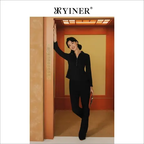 【1996系列】YINER音儿女装冬季含绵羊毛弹力长裤休闲裤商品大图