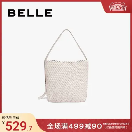 百丽包包女2024新款假日质感时尚休闲出游编织单肩水桶包X9332BX4图片