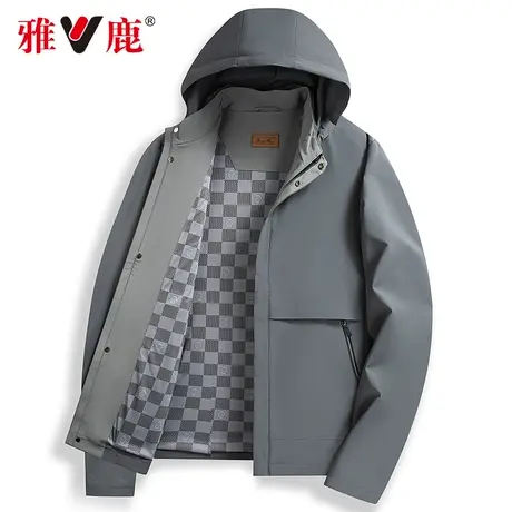 【牛奶丝+可拆卸帽】雅鹿男士夹克衫春秋季新款连帽百搭休闲外套商品大图