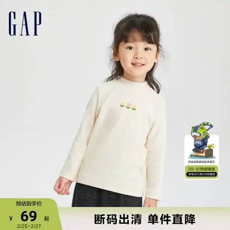 【断码优惠】Gap女幼童春秋LOGO半高领磨毛T恤儿童装上衣788861商品大图