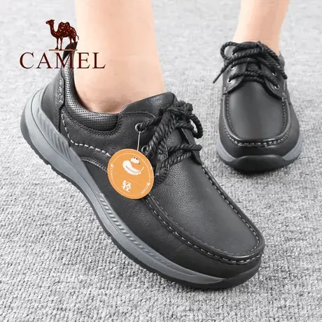 Camel/骆驼男鞋春秋季款牛皮系带低帮真轻便舒适爸爸户外休闲鞋子商品大图