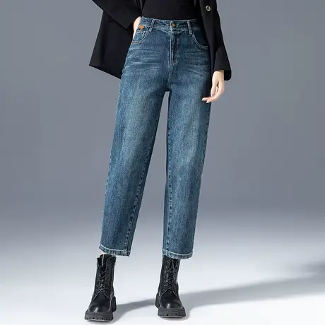 高腰哈伦牛仔裤女2023年新款春秋女裤秋季妈妈裤子九分老爹萝卜裤商品大图