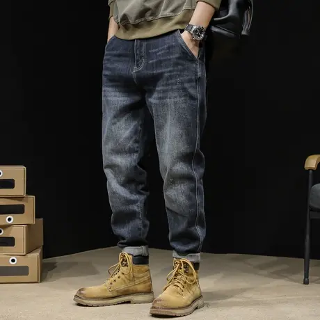弹力牛仔裤男秋冬潮牌宽松男裤小脚大码裤子男士2022新款秋季男款商品大图