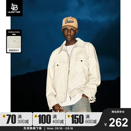 Lilbetter棋盘格夹克男外套秋冬款上衣潮牌美式褂子复古工装衣服商品大图