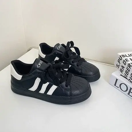 厚底百搭秋季设计感小白鞋2023贝壳头拼色板鞋女ins潮低帮休闲鞋商品大图