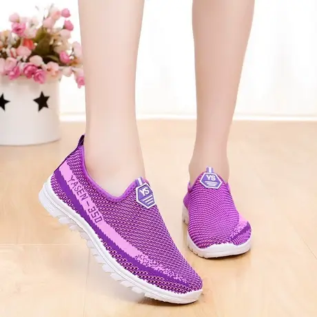 春夏季飞织网面透气休闲运动鞋学生网鞋跑步鞋平底孕妇鞋韩版女鞋商品大图