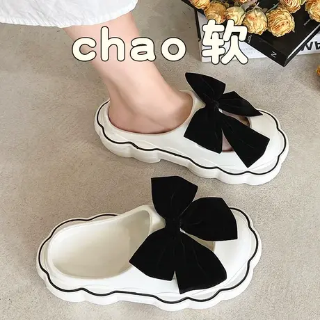 玛丽珍蝴蝶结拖鞋女时尚可爱少女厚底夏季网红外穿防滑包头凉拖鞋商品大图