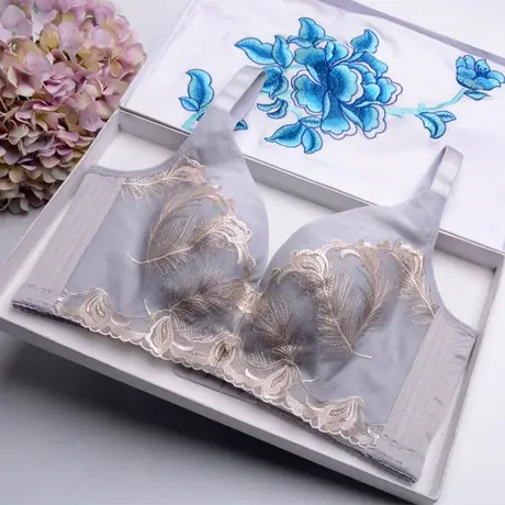 内衣女无钢圈无海绵文胸大码收副乳聚拢调整型上托性感胸罩超薄款商品大图