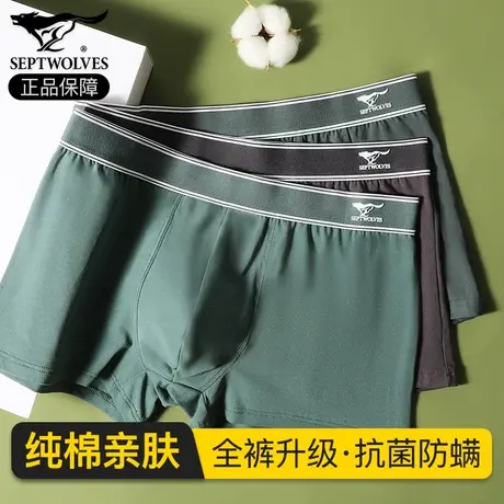 七匹狼男士内裤男生纯棉平角短裤衩抗菌青少年运动透气四角底裤头商品大图