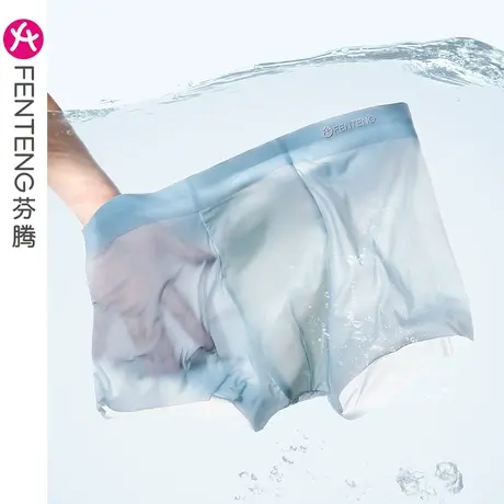 芬腾男士内裤夏季薄款冰丝凉感抗菌透气纯棉内裆青年平角裤四角裤图片