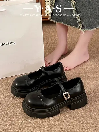 厚底玛丽珍小皮鞋女2024新款春季学院英伦风单鞋法式复古乐福女鞋商品大图