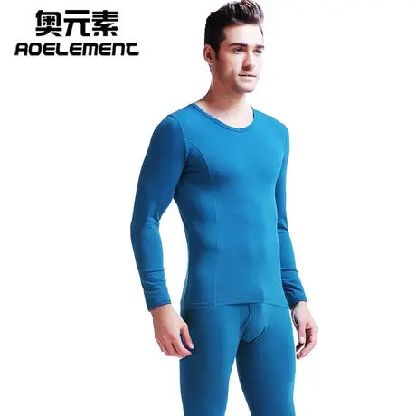 青年基础男士保暖内衣套装秋衣秋裤薄款紧身棉毛衫低领v领打底衫商品大图